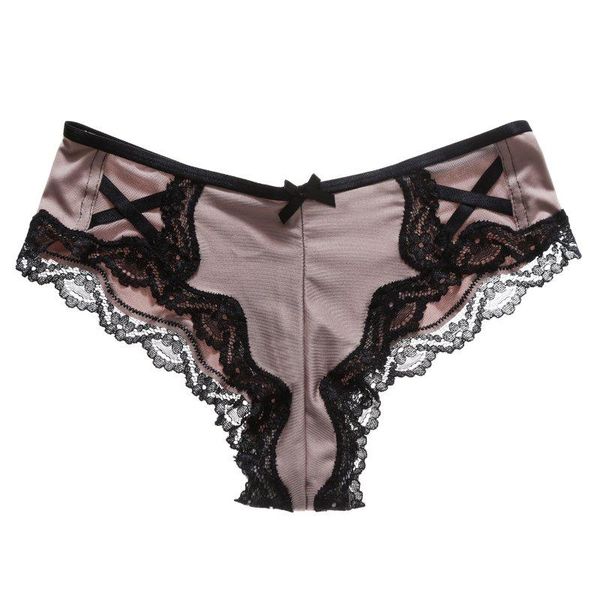 

women's panties women fashion lace ladies low waist briefs breathable stitching bow triangle, Black;pink