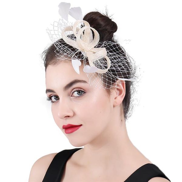 

hair accessories elegant female bridal veils feather fascinator womens combs wedding clips ascot event headwear