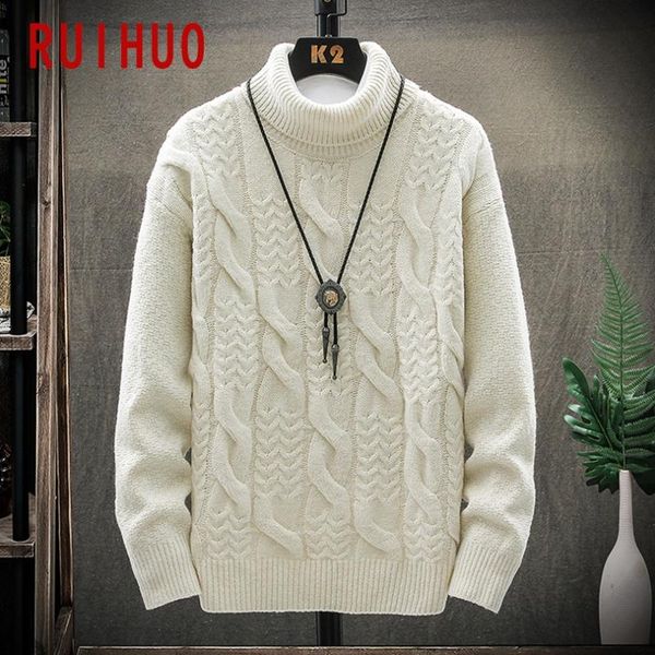 

ruihuo трикотажные свитера мужская одежда мужская водолазка прицепные свитера водолазка мужчины одежда pullover 2020 осень зима новый -3xl, White;black