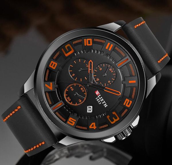 

wlisth waterproof quartz watch yellow dial chronograph creative foreign trade watch waterproof wacth boy, Slivery;brown