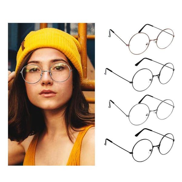 

cycling fashion accessories vintage retro round circle metal frame eyeglasses clear lens eye glasses