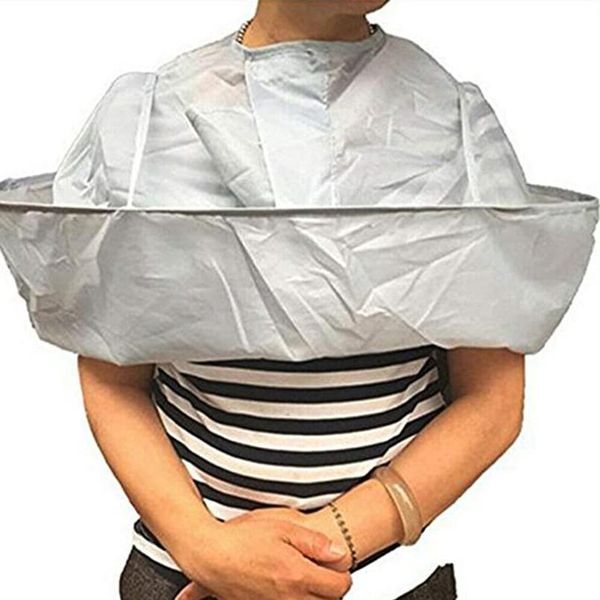 

водонепроницаемые взрослые складные волосы для стрижки плащ зонтик накидки домашний салон парикмахера для взрослых средняя стрижка накидка c, Silver