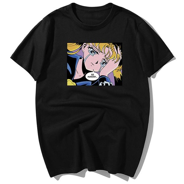 

лето япония аниме sailor moon девушка так голодны мужская с коротким рукавом мужской повседневный harajuku streetwear толстовка с капюшоном
