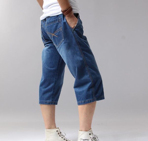 

2021 3/4 casual men's pocket shorts blue denim pants 5ra1
