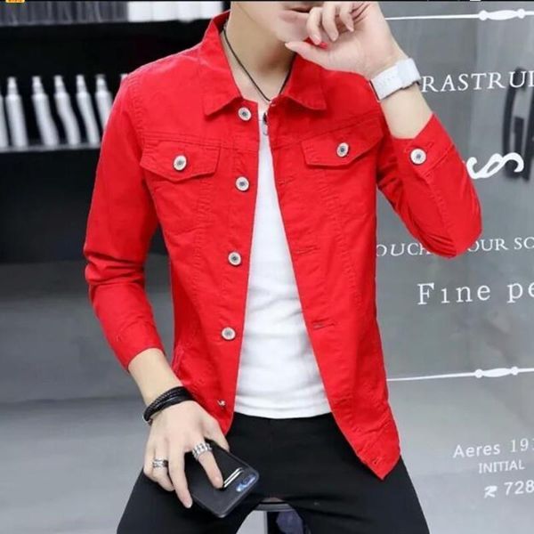 

2020 new men's black denim jacket men's trim denim jacket clip overcomes student england style high street, Black;brown