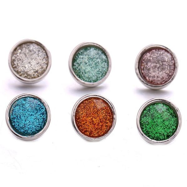 

10pcs/lot new snap jewelry mixed glass resin 12mm snap buttons fit 12mm snap bracelet earrings necklace mini di bbyyko, Silver