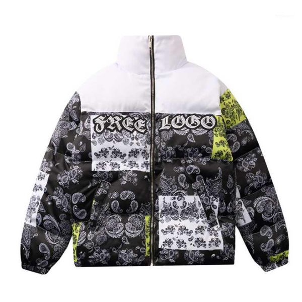 

2020 new parka down jacket cartoon graffiti print men winter padded jacket windbreaker streetwear harajuku coat hip hop outwear1, Black