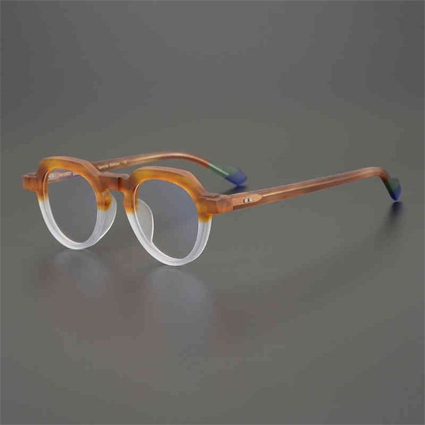 

70% off clearance online hand frosted amber green plate eyeglass frame hexagonal frame men and women personality avant-garde, White;black