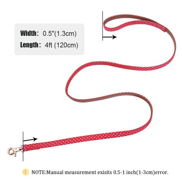 

leather pet dog leash cat dog walking lead rope with dot pet cats collar leashes strap for small medium dogs r bbyyih