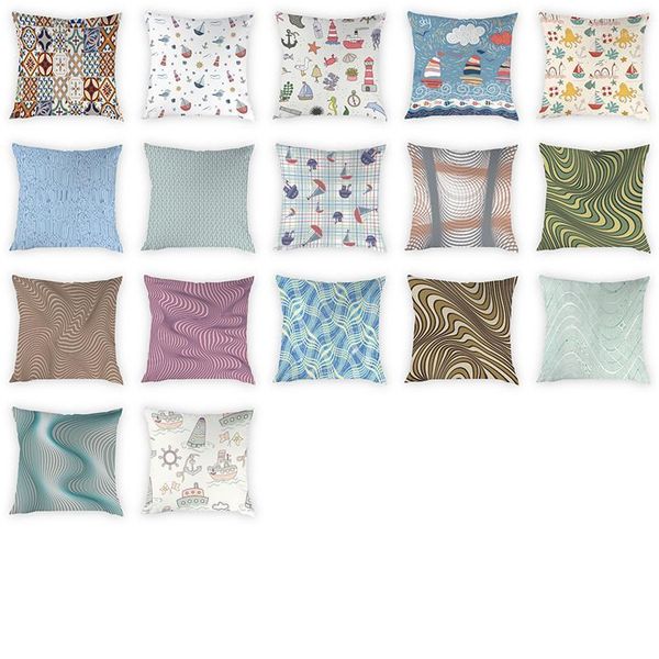 

printing cushion cover decorative pillowcases geometric stripes ripple pattern peach skin home decoration 45x451