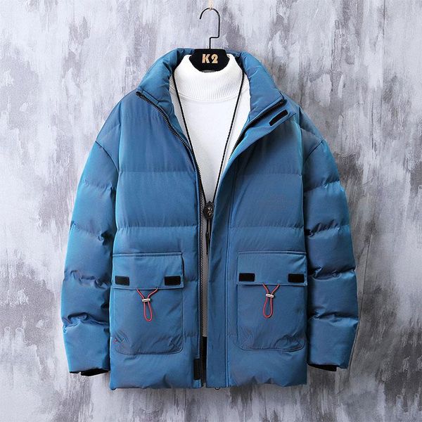 

men's down & parkas 2021 winter men gradient color quality brand stand collar warm thick jacket male fashion casual parka coat, Black