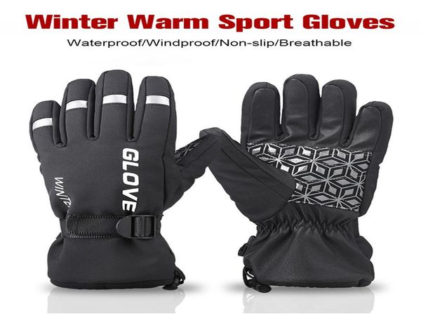 

winter thermal full finger touch screen cycling gloves reflective windproof warm bike gloves waterproof bicycle glove men women wmteky, Black