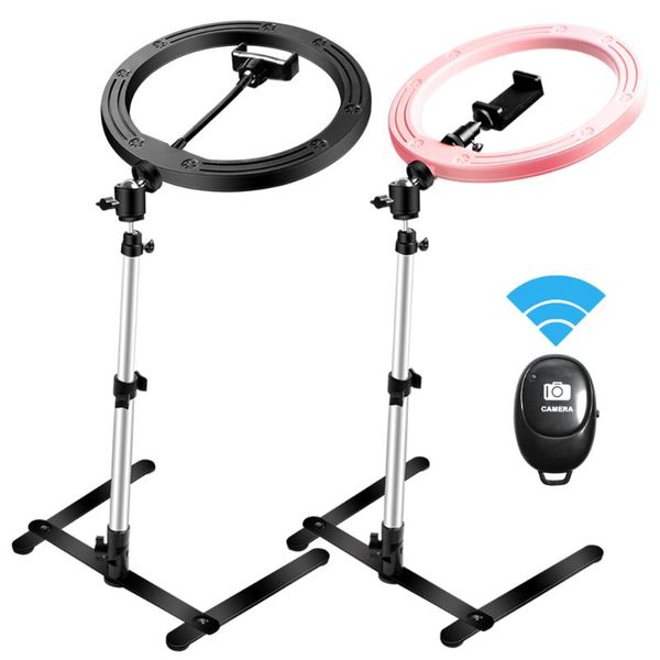 

flash heads 26cm/10inch dimmable led studio camera ring light annular lamp with phone clip for makeup youtube live stream table video