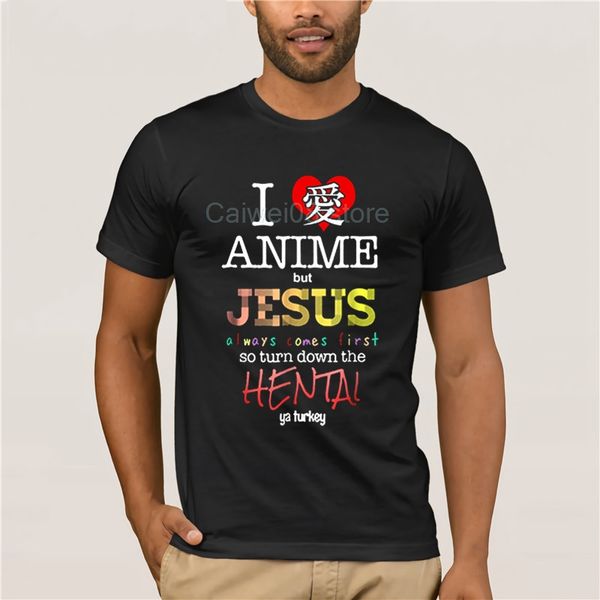 

short fashion i love anime but jesus always comes first fashion printed short sleeve personality sport hooded sweatshirt hoodie men t shirt