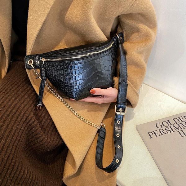 

brand designer crocodile pattern women's shoulder bag fashion chain handbag small saddle crossbody bag1