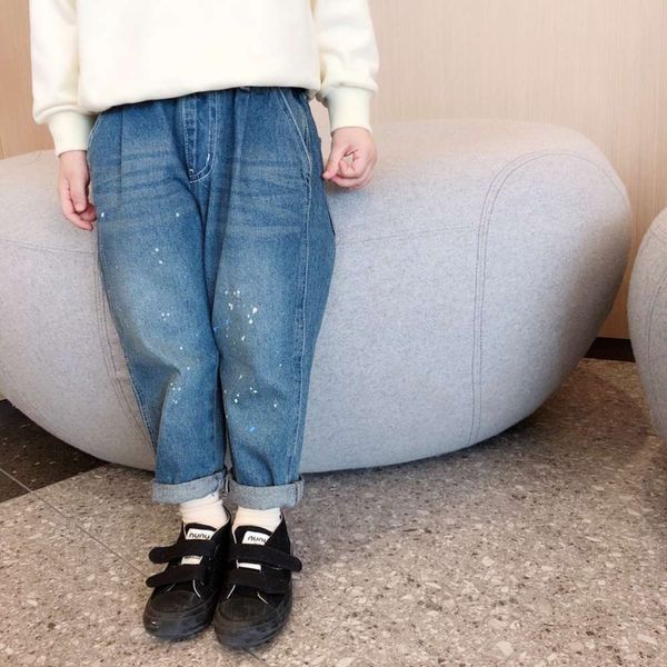 

autumn and winter 2020 new children's washing denim cotton pants, Blue