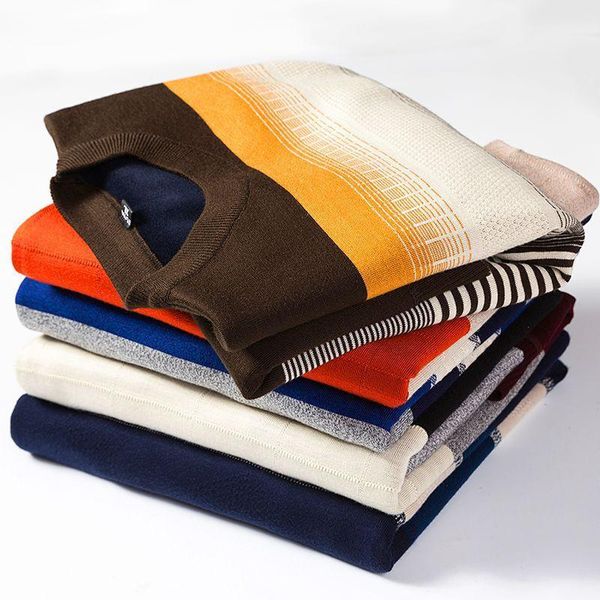 

2020 winter new arrivals thick warm mens sweaters o-neck slim fit wool sweater brand men knitted pullover casual sweater men1, White;black