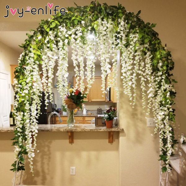 

wisteria artificial vine garland wedding arch decoration fake plants foliage rattan trailing faux flowers ivy wall