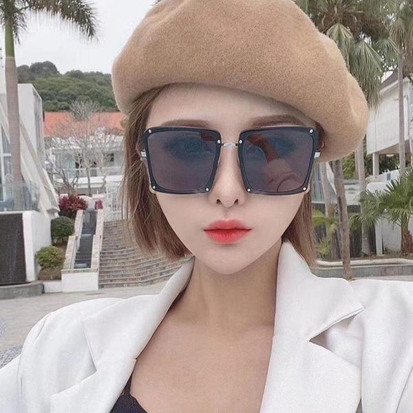 

sunglasses qpeclou 2021 vintage big punk women fashion designer square sun glasses female metal frame colorful shades, White;black