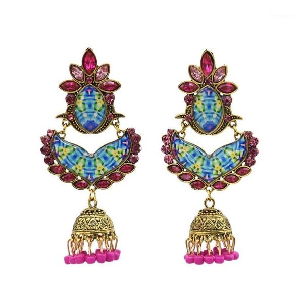 Hängende Kronleuchter Vintage Bollywood Gypsy oxidiert vergoldet traditionelle Jhumka Jhumki Ohrringe für Frauen böhmische afghanische Ägypten Nepal1