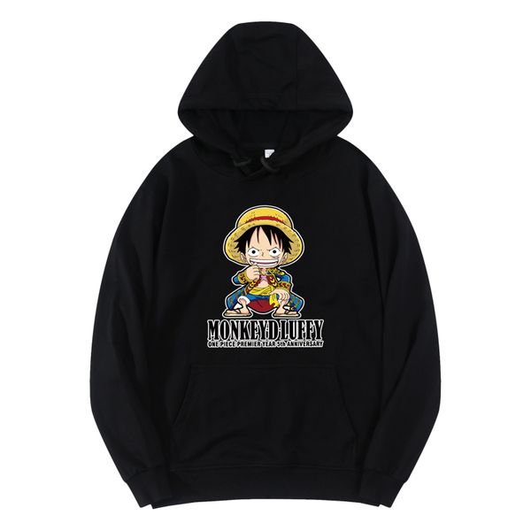 

one piece luffy cotton men hoodie streetwear autumn japanese anime men jacket pullover printed hoodie women weatshirt c c0127, Black