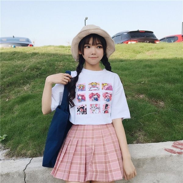 

lrhhb summer new sweet style cartoon sleeve warrior t-shirt loose half print girl t-shirt fashion women for uv7ui, White