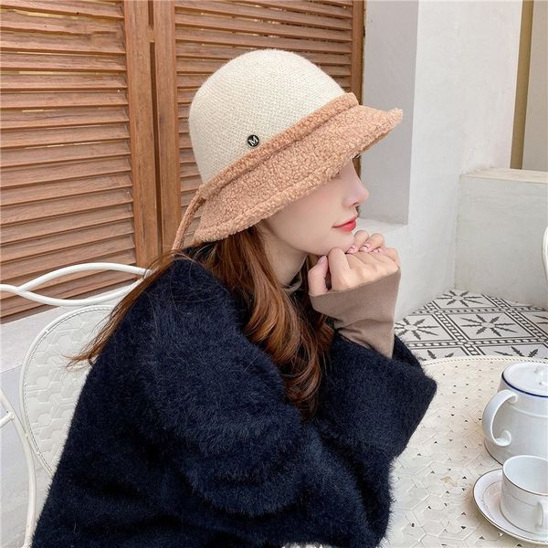 

cartelo шерсть дамы осенью и зимний купол все-матч мода маленький край рыболова многоцветный новый шляпа женщины 201215, Blue;gray