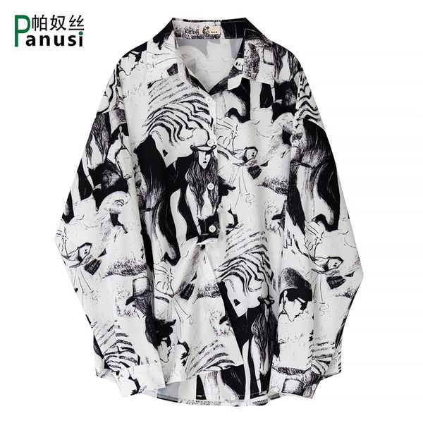 

2021 new new fall elegant shirt graphic clothes kpop street wear wcoj, White