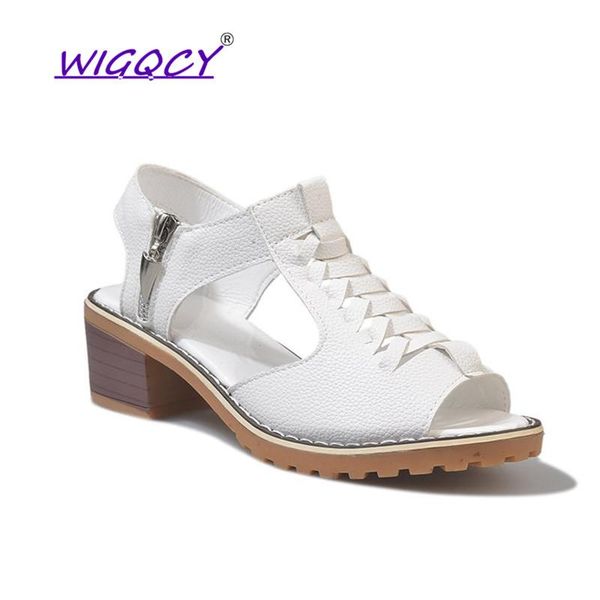 

peep toe beige square heel high heels sandals women2020summer shoes woman retro student metal decoration ladies shoes female, Black