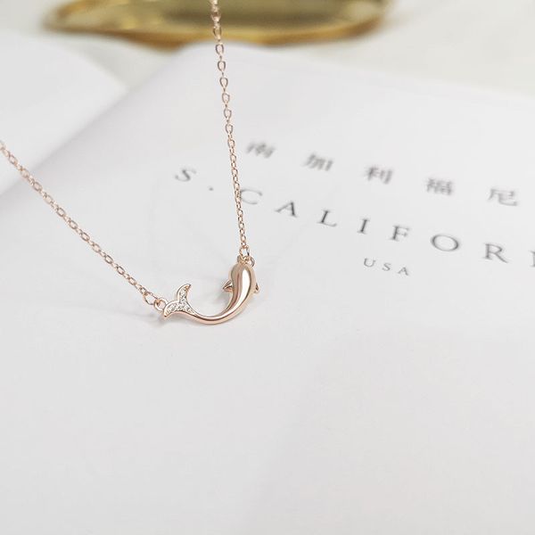 

stylish s925 sterling silver fish begonia necklace girls clavicle chain dolphins for simple and fresh ornament summer new fashion design