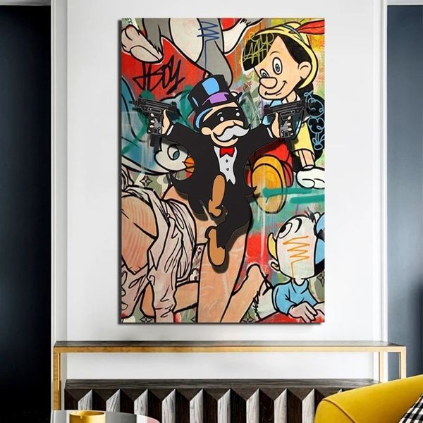 

modern abstract oil painting alec cartoon graffiti posters prints wall art canvas pictures for living room home decoration cuadros