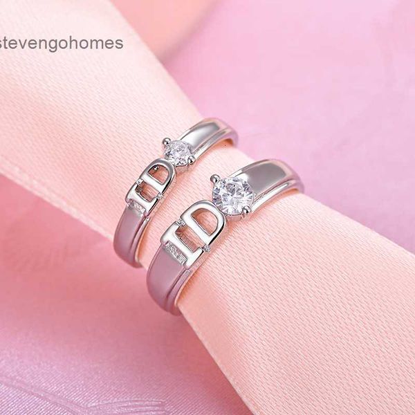 

wedding open silver couple ring jewelry korean version six claw live mo sangshi
