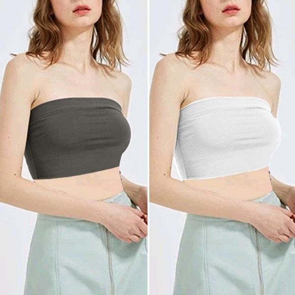 

ladies tube zanzea women casual solid bandeau sleevelessseamless crop underwear sport stretch shapewear oversized1, Black;white