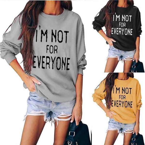 

hoodie women i'm not for everyone print letter sweatshirt causal cotton pullover jumper1, Black