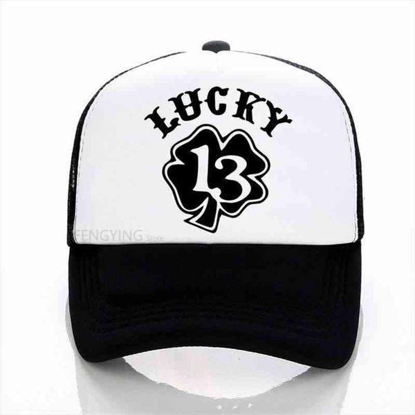 

lucky 13 cap devil grease gas and glory rockabilly fashion baseball cap summer trucker hat, Blue;gray