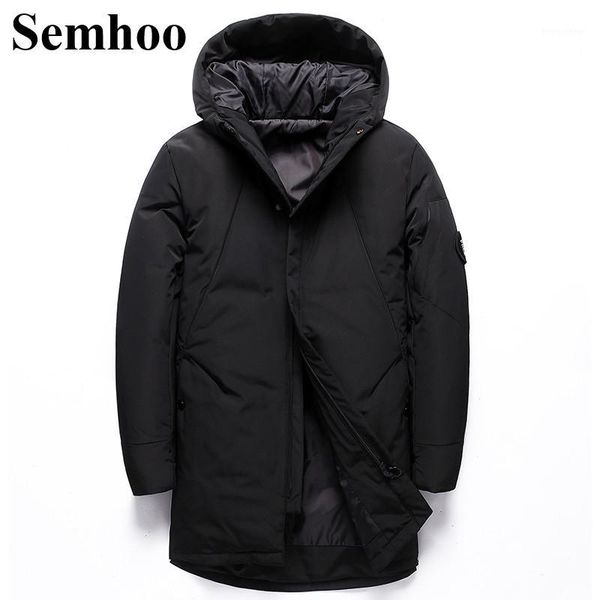 

2019 winter new men's down jacket slim handsome men's hooded long section thick casual warm coat plus size m---3xl1, Black