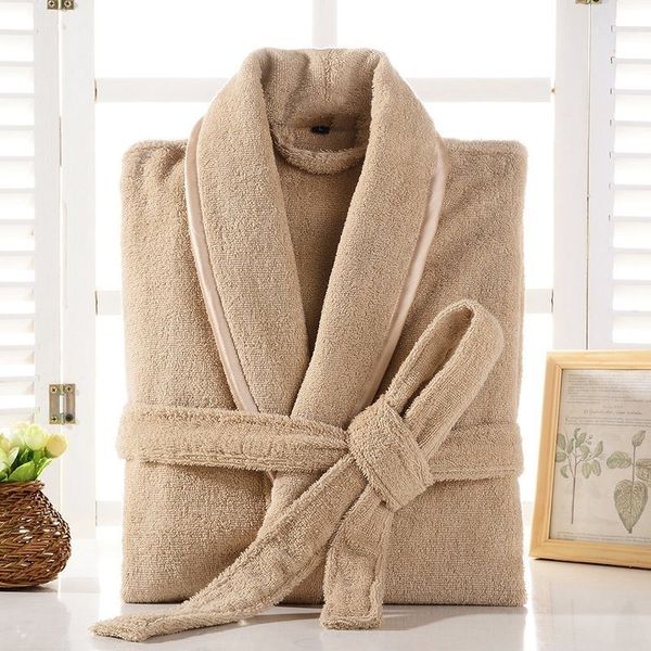 

terry robe men 100% cotton bathrobe lovers brown robes men bathrobe solid towel fleece long robe sleepwear bridesmaid robe white 201125, Black;brown