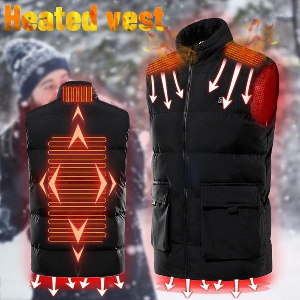 

outdoor t-shirts 4 areas heated vest usb men winter electrical heating jacket thermal sleeveless waistcoat for fishing hunting hiking1, Gray;blue