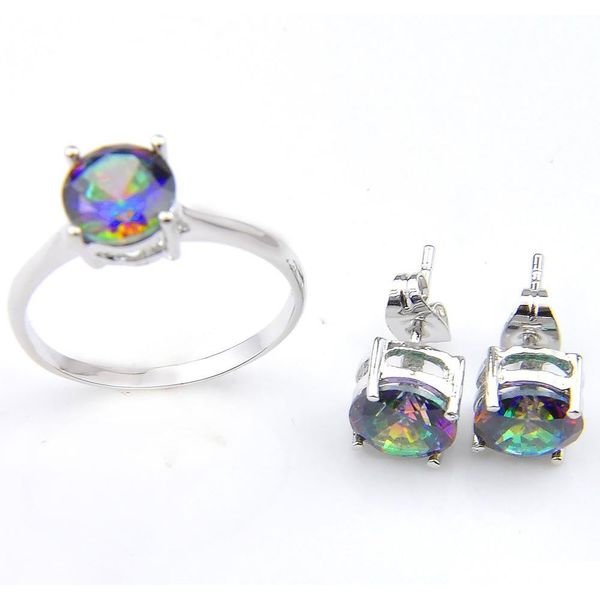 

new arrive 2 color fashion bridal accessories colorful crystal jewelry rings & stud earrings for lovers' jewelry sets shipping iqq6c, Silver