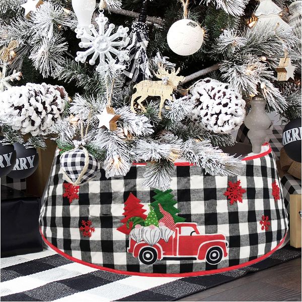 

iaygc 2020 skirt non woven black and white accessories plaid tree skirt decorations tree christmas christmas decorations l6zfo