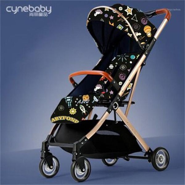 

5.8kg light baby stroller high view stroller umbrella newborn carriage sit and lie down gold frame travelling baby car1