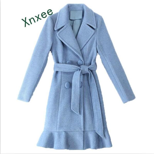 

xnxee woolen coat women clothing new spring 2020 fashion winter women woolen parka long slim coats jacket female outerwear red, Black
