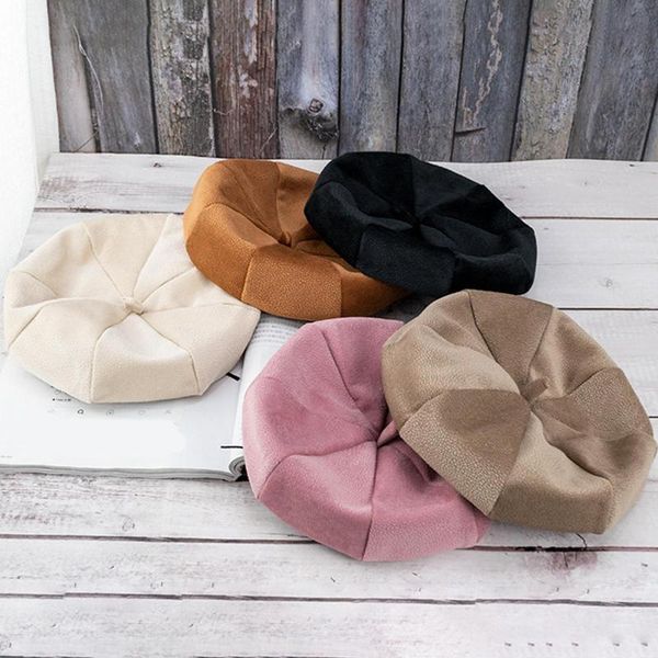 

stingy brim hats korean autumn winter thin velvet keep warm all-match women beret octagonal hat, Blue;gray