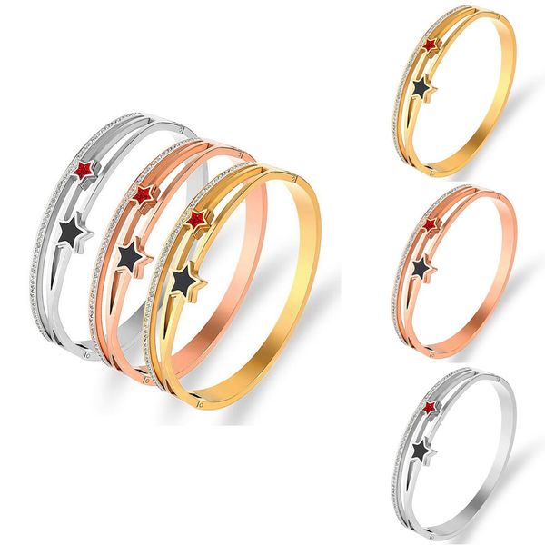 

crystal rhinestone cross bracelet stainless steel silver rose gold bracelet womens mens hip hop punk bracelet jewelry, Black