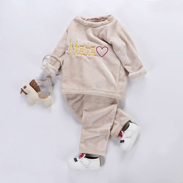 

children's tiandudu autumn and winter warm plush underwear pajamas, Red;brown