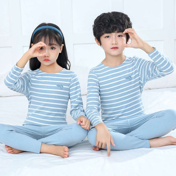 

underwear suit boys girls' base warm tracels middle school spring and autumn children's pajamas, Blue;red
