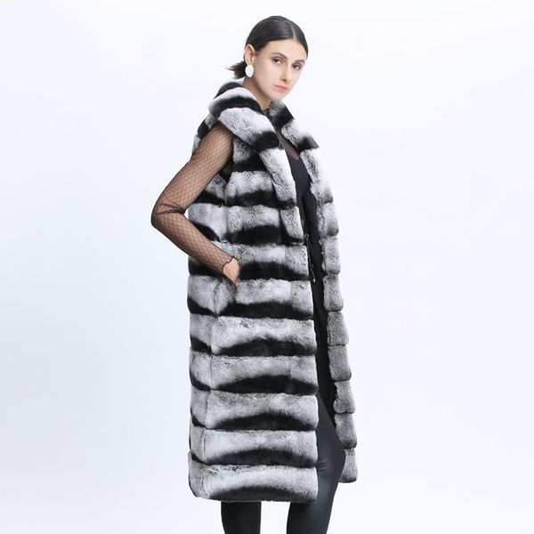 

long real fur vest female women natural jacket sleeveless coat winter warm clothes arrival women's & faux, Black