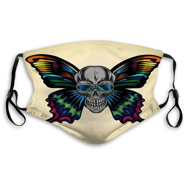 

mens womens mouth mask face cover skeleton and butterfly