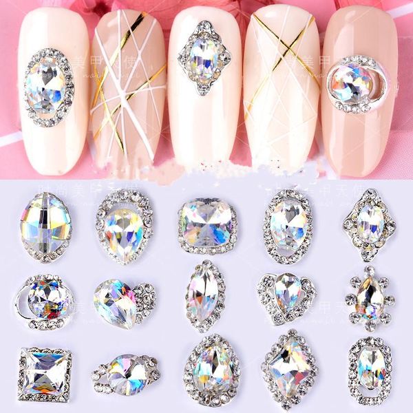 

новые 10pcs шарма сплава перлы бриллианты 3d nail art украшения блестящий кристалл ювелирные изделия flatback designs manicure diy вспомогат, Silver;gold