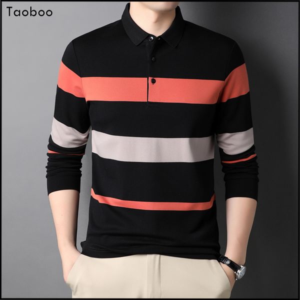 

men's premium striped t-shirt, busins casual polo, british fashion, retro men's clothing, spring and autumn, White;black